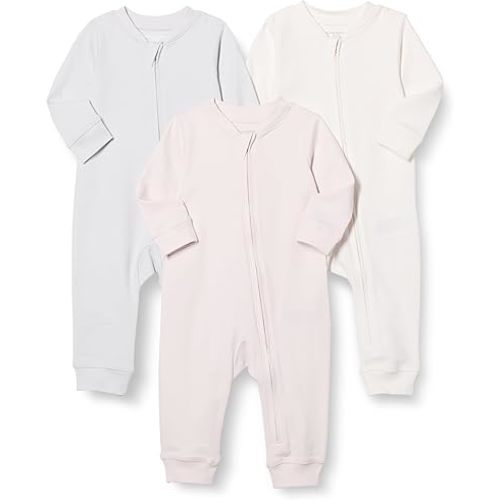 Amazon Essentials Unisex Babies' Cotton Zip-Front Footless Sleep and Play Sleepsuit, Pack of 3