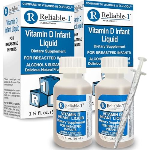 Reliable-1 Laboratories Infant Liquid Vitamin-D Drops 2-Pack (Natural Fruit Flavoring) Sugar & Alcohol Free, for Breast Feeding Babies 0-12 Months and Up