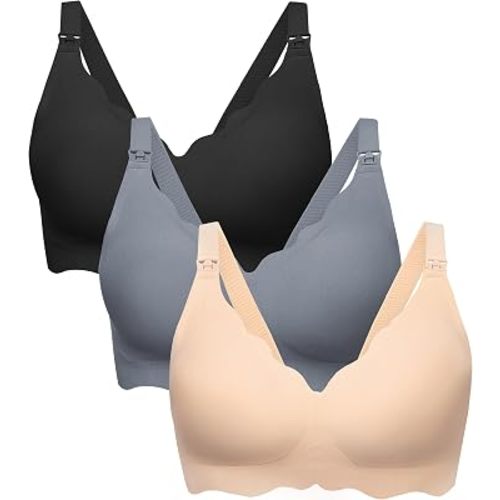 Angelhood Nursing Bras for Breastfeeding 3 Pack Seamless Maternity Bra