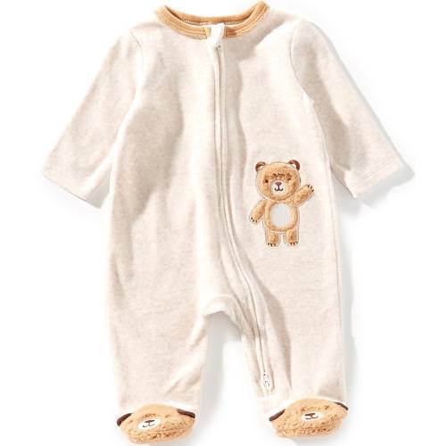 Little Me Baby Fuzzy Bear Velour Footies