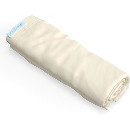 QuickZip Crib Extra Zip-On Sheet (SecureFit Wraparound Base Not Included) - Faster, Safer, Easier Baby Crib Sheets - Ivory 100% Cotton - Fits All Standard Crib Mattresses