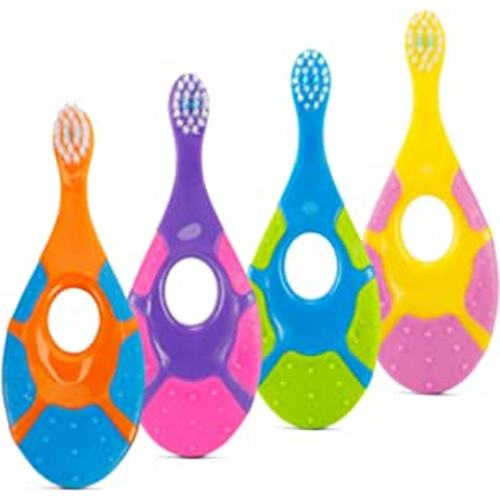 Amazon.com : Slotic Baby Toothbrush for 0-2 Years, Safe and Sturdy, Toddler Oral Care Teether Brush, Extra Soft Bristle for Baby Teeth and Infant Gums, Dentist Recommended (4-Pack) : Health & Household