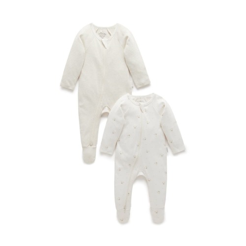 2 Pack Zip Footie, 0-3M