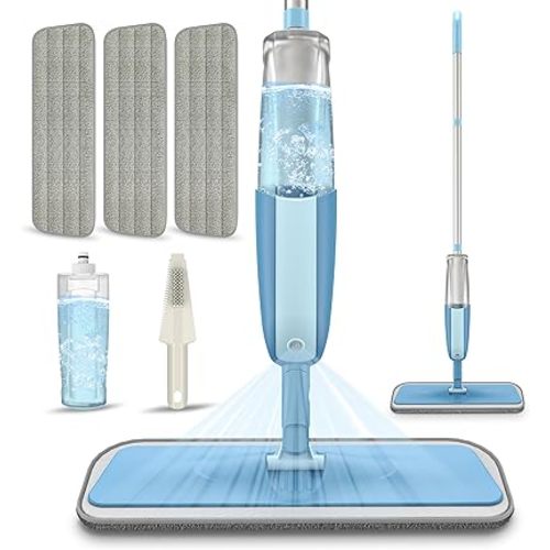 Spray Wet Mops for Hardwood Floors- MEXERRIS Microfiber Dust Dry Mop with 3 Microfiber Washable Pads Hard Wood Floor Mop with Sprayer Commercial Home Use for Wood Floor Laminate Ceramic Tiles
