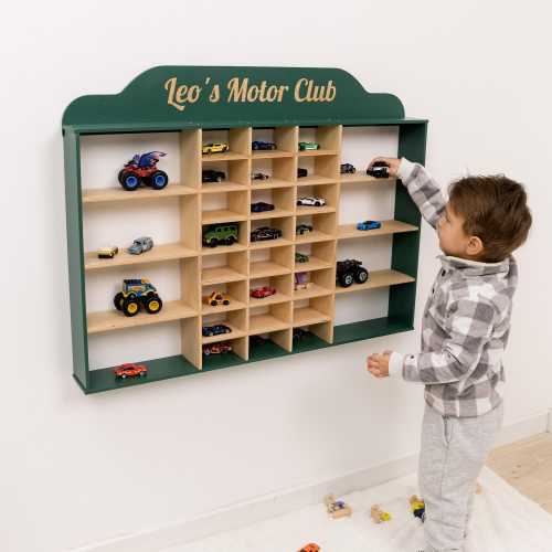 Wall Toy Cars Shelf, Wooden Car Display Case, Kids Room Storage, Nursery Decor Gift, Toy Car Holder, Toddler Easter Gift