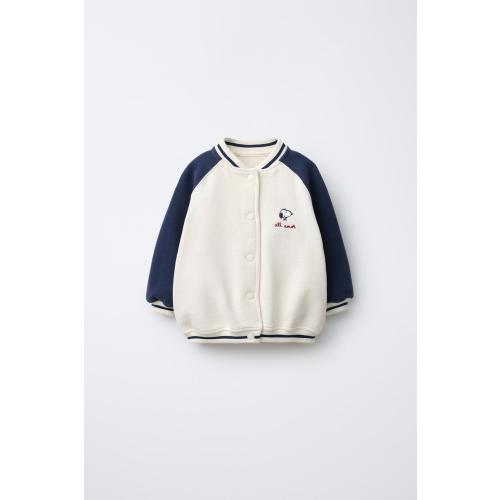 SNOOPY PEANUTS™ PLUSH BOMBER JACKET - Ecru | ZARA United States
