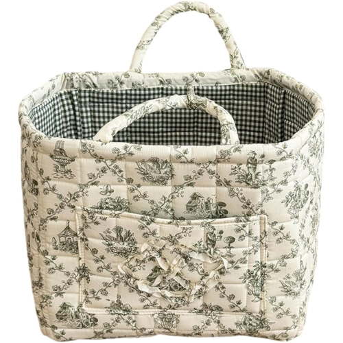Car Storage Basket, Floral Fabric Storage Basket Car Interior Storage Basket Underwear Sundries Laundry Baskets Supplies Home Organizer Bag