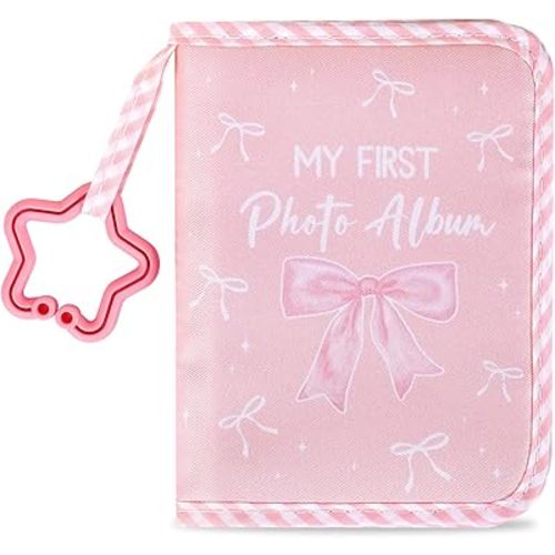 Baby's My First Family Album Soft Photo Cloth Book Pink Bow My First Book of Photos Pink Bows Baby Memory Album Gift Holds 4x6 Pictures for Babies Newborn Toddler & Kids Baby Shower