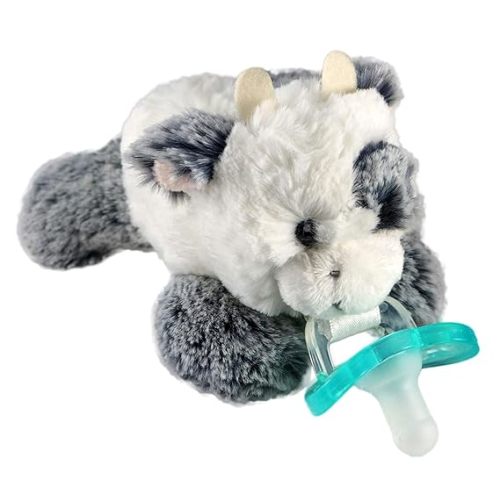 RaZbaby JollyPop Pacifier, Holder with Detachable Baby Pacifier, Stuffed Animal RaZbuddy, All Ages 0M+, 100% Medical Grade USA Made Silicone, Machine Washable, Textured & Easy to Hold – Cow