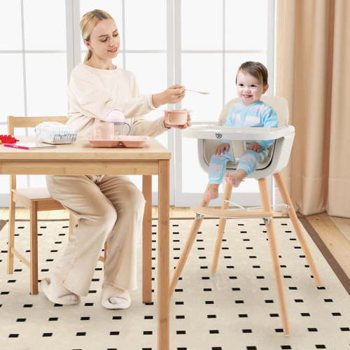 Walmart Black Friday Deals 2025 Costway 3-in-1 Convertible Wooden High Chair, Adjustable Tray, Toddler Feeding Chair, Beige