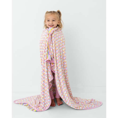 Pastel Rainbows & Sunrise Stripes Large Cloud Blanket - Little Sleepies