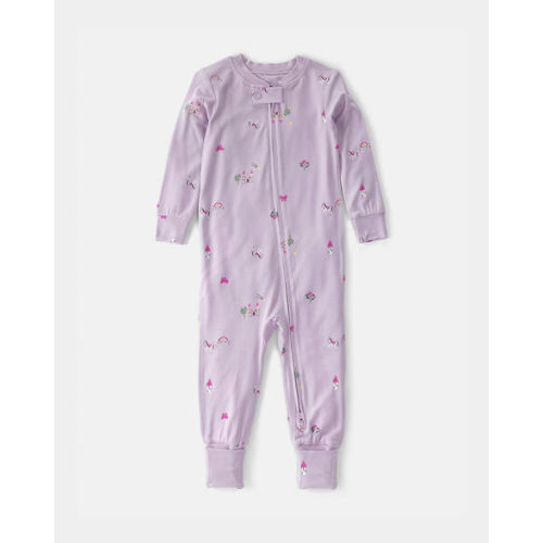 12 Months, Baby Girl Fairytale PurelySoft 2-Way Zip 1-Piece Pajama - Purple | Carter's