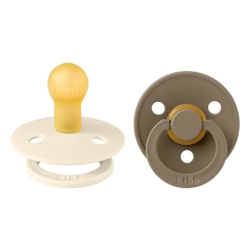 BIBS Pacifiers | Natural Rubber Baby Pacifier | Set of 2 BPA-Free Soothers | Made in Denmark | Dark Oak/Ivory | Size 0-6 Months | Natural Rubber | BPA-Free | Danish Design | Airflow Holes | Comfort Shield