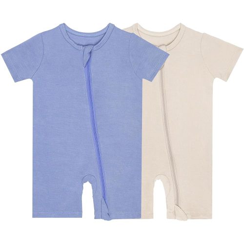 GUISBY Rayon made from bamboo Baby Pajamas Short Sleeve Footless Rompers 2 Way Zipper Sleeper for Baby