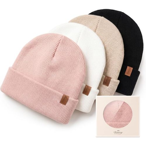 Konnsy 4-Pack Baby Beanie Winter Hat for Newborn Infant Boy Girl 0-6 Months