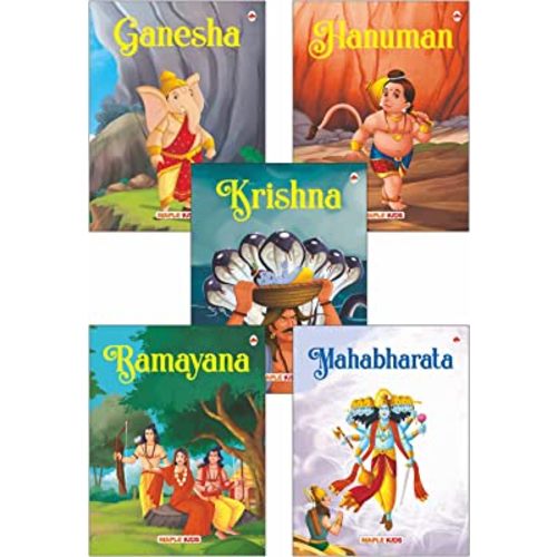 Inez My First Mythology Tale (Illustrated) (Set Of 5 Books) - Mahabharata, Krishna, Hanuman, Ganesha, Ramayana - Story Book For Kids - English Short Stories With Colourful Pictures - Read Aloud To Infants, Toddlers