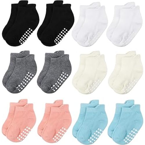 Baby and Toddler Socks,Soft Cotton Non-Slip Ankle Socks for New Born,Boys and Girls