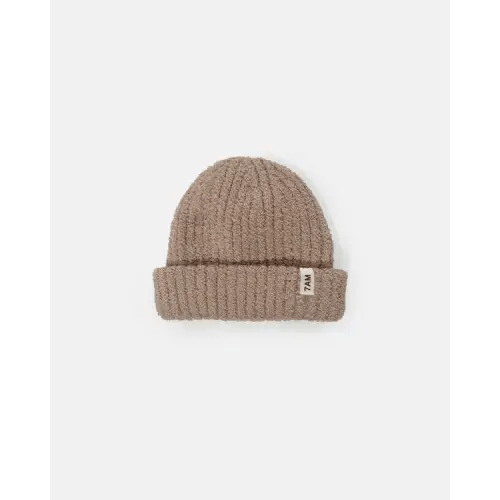 0-6M Ribbed Beanie Taupe