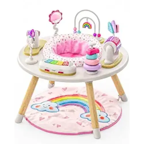 Little Acorn, 4-in-1 Baby Activity Center | Montessori-Inspired Design | 8 Interactive Toys | Tummy Time, Exersaucer & Toddler Table | Shower Gift | Essential (Rainbow)