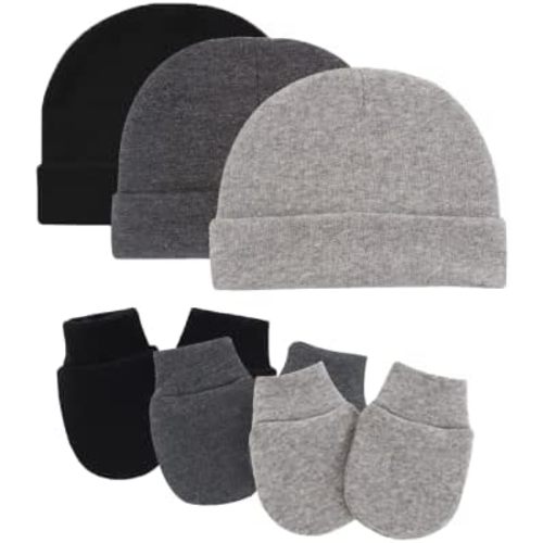 Baby Hats with Scratch Mittens Set Boys Girls Cute Infant Beanie Caps Unisex Newborn Hospital Hats for Baby