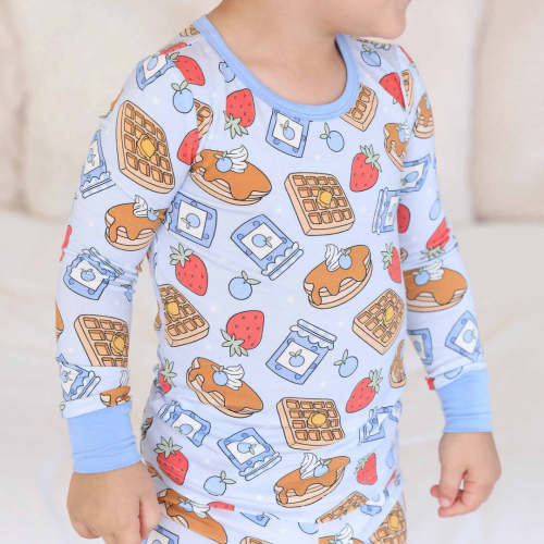 Sweet Stacks Two Piece Pajama Set | Blue