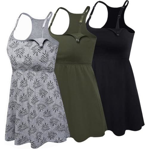 Cotton Maternity Nursing Tank Tops with Bralette Breastfeeding Shirts Pregnancy Clothes
