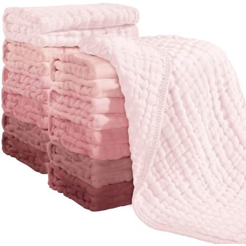 Looxii Muslin Baby Burp Cloths, Absorbent Brup Rags 12 Pack Set for Baby