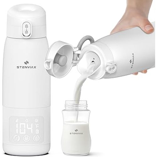 Portable Bottle Warmer for Travel & Night Feeding, Baby Milk Warmer with Built-in Sterilizer, 70 Sec Breast Milk Warming, 2 Min Formula Water Heating, 14,000mAh Battery, 15+ Feeds, 17 oz Capacity