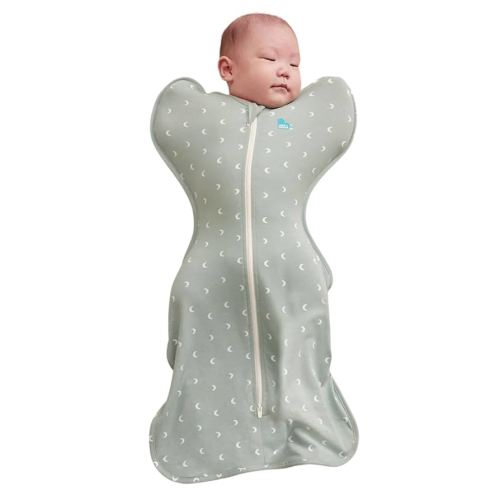 Love To Dream Swaddle Up Original, Arms Up Position, Light and Ultra Breathable Cotton - Wearable Blanket - 1.0 TOG - (20-24°C) Ideal for Moderate Temps (Moon Olive, Small, 3.5–6kg)