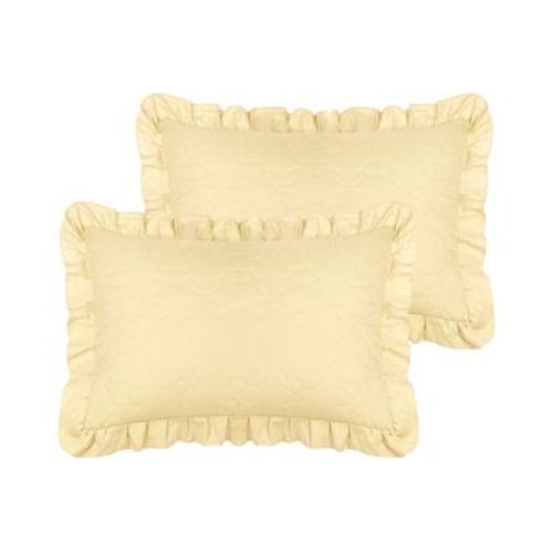 Unique Bargains Single Layer Wide Ruffles Envelope Closure Pillowcases 2 Pcs Yellow