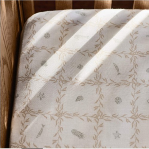 Lulot Green Seasape Supersoft Organic Cotton Baby Crib Fitted Sheet by Jake Arnold | Crate & Kids