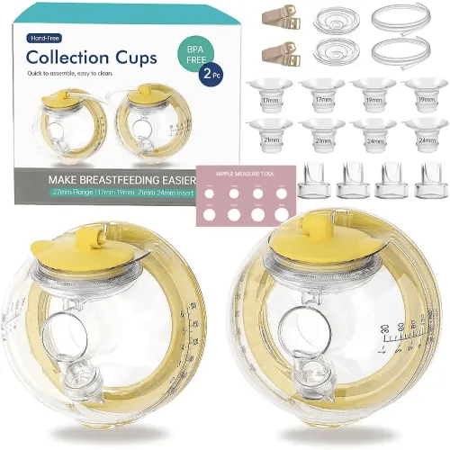 Hands-Free Collection Cups Compatible with Spectra S1 S2 S9, Replace Breast Pump Kits Compatible with Spectra Breast Pumps, 27mm Flange + 17/19/21/24mm Inserts