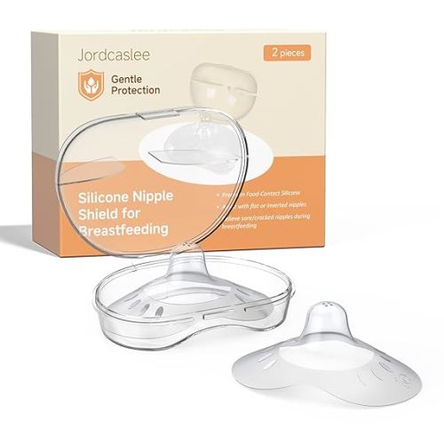 Nipple Shields for Breastfeeding Newborn, Contact Nipple Guards for Breast Feeding with Flat, Inverted Nipples or Difficulty Sucking, Food-Grade Silicone, Ultra-Thin & Super Soft,1 Pair,24mm