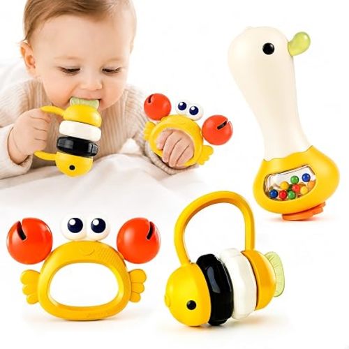Tiny Wonders Baby Rattle Toy 3-6-12 Months, Infant Animal Teething Rattles
