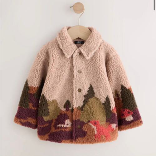 Buy Neutral Scenic Print Borg Fleece Shacket (3mths-7yrs) from Next USA (4-5 yrs)
