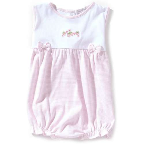 Kissy Kissy Baby Girls Pima Cotton Sleeveless Solid/Stipe Strawberry-Appliqued Romper