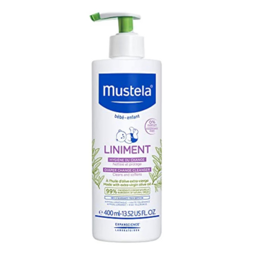 Mustela Liniment - No-Rinse Baby Cleanser for Diaper Change - with Extra Virgin Olive Oil - Fragrance-Free - 13.52 fl. Oz