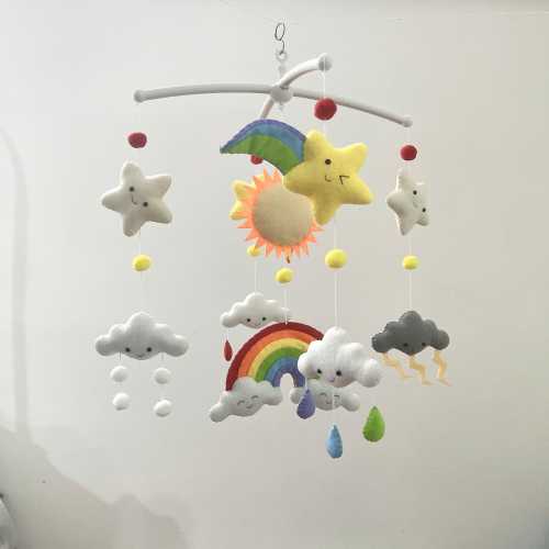 Rainbow Baby Mobile, Rainbow Crib Mobile, Rainbow Nursery Mobile, Colorfull Mobile Neutral, Baby Room Decor, Sky theme nursery mobile