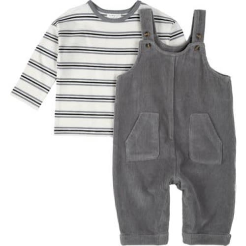 Long Sleeve Top & Corduroy Overalls Set, 9M