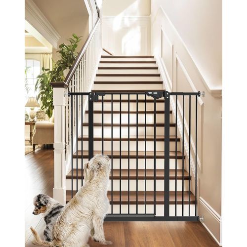 InnoTruth 36" Tall Baby Gate for Dogs, 29-39.6” Auto Close Safety Pet Gate for Child Protection for Stairs, Double-Lock Safety Design and One-Hand Opening for Doorways, Bedroom, Extra Tall Black