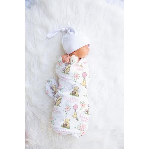 Personalized Classic Winnie the Pooh Baby Girl Name Blanket, Custom Name Swaddle Blanket, Baby Gift, Newborn Blanket, Coming Home outfit,