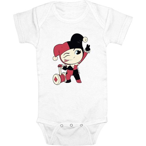 Infant's DC Super Friends Chibi Harley Quinn Bodysuit - White - 6 Months