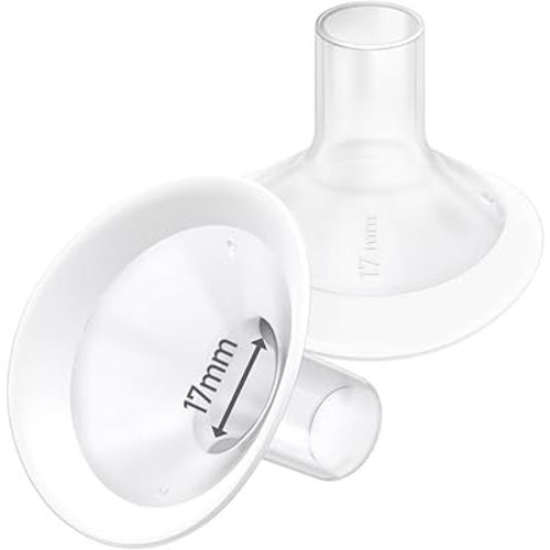 2pcs 17mm Soft Rim Flanges with 106 Degree Wider Opening Angle for Medela Breast Pump, PersonalFit, Freestyle, Maxflow, Freestyle Flex Swing Maxi Connector, Lansinoh Signature Pro