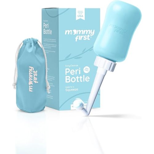 Mommy First® Peri Bottle for Postpartum Care | Upside Down Bottle for Perineal Cleansing and Recovery | Portable Bidet | Postpartum Essentials for New Moms (Blue, 12.2 OZ)