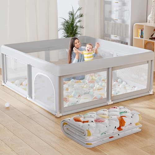 Hiaksedt Baby Playpen with Mat Small Playpen for Babies and Toddlers 50 x 50 inch Baby Fence Playards