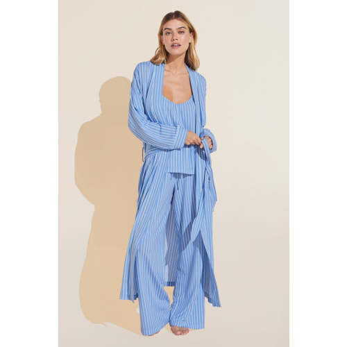 Gisele Printed TENCEL™ Modal Long Robe - Nordic Stripes Vista Blue/Ivory