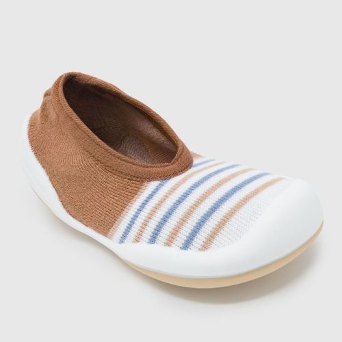 Komuello Toddler Shoes - Flat Brown Stripe Size 6-12m