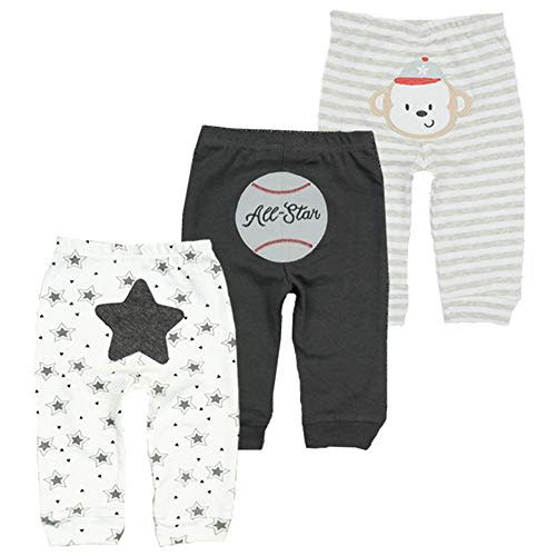 Unisex Newborn Baby Cotton 4-Pack Pants Embroidery Pringting Casual Leggings 0-24 Months for Boys and Girls