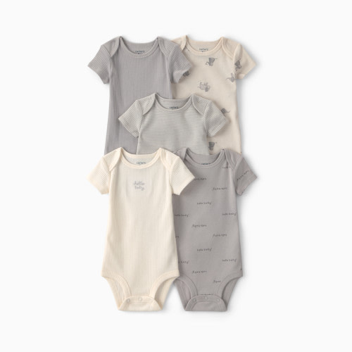 Carter's Short-Sleeve Bodysuits (5 Pack) - Elephant, Nb