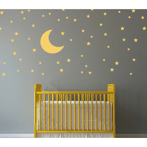 Moon and Stars Wall Decal Set | Etsy